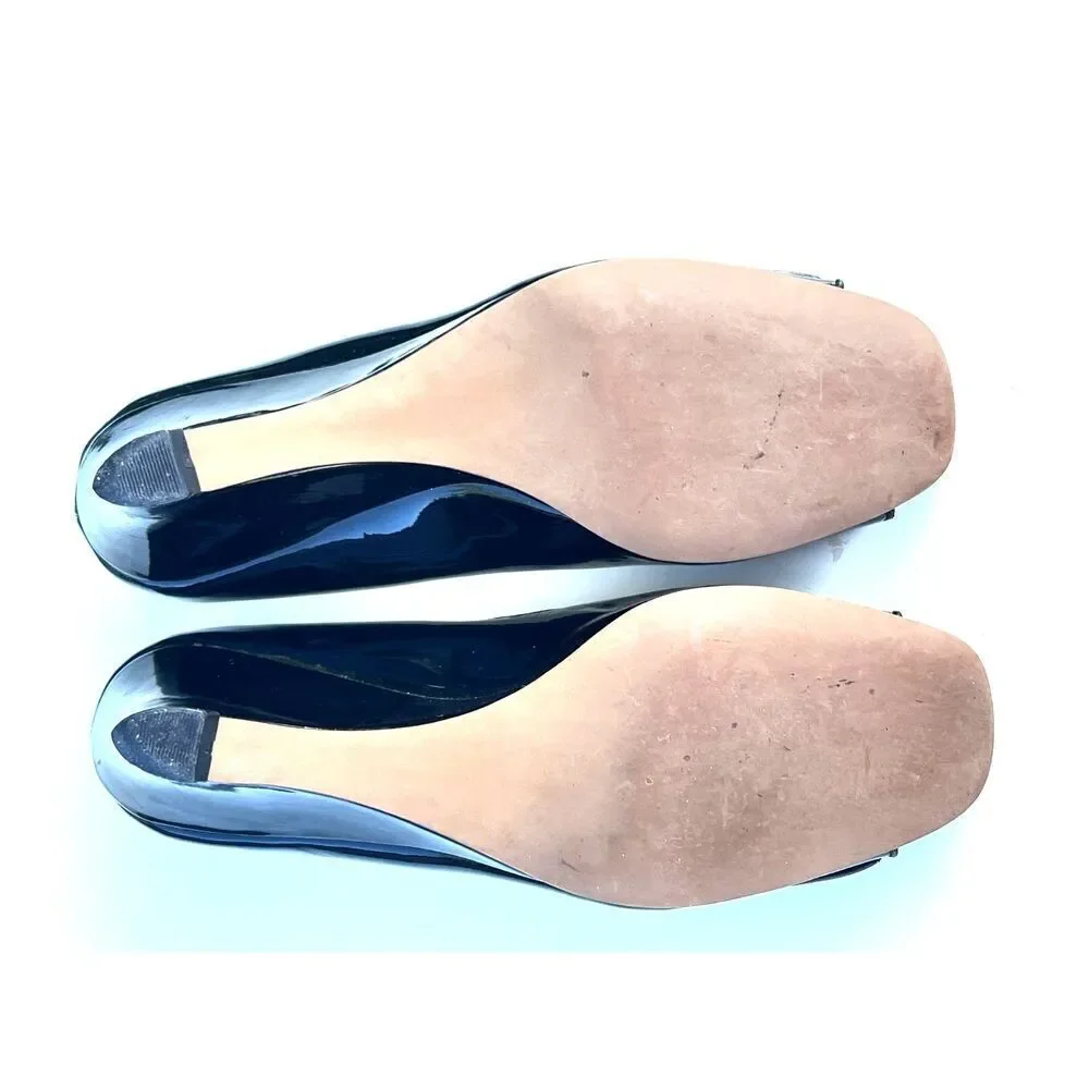 Women's Nickels pump wedge heels comfortable peep open toe black size 7M